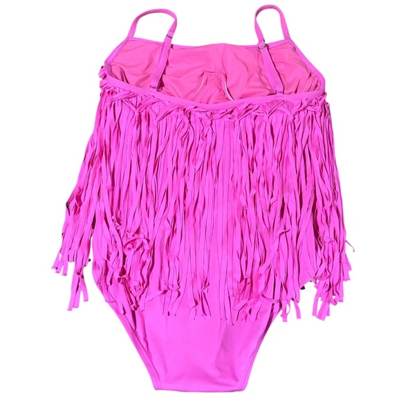 Coco‎ Rave Pink Fringe One Piece Swimsuit Beach Party Size S 32C Cup - Picture 2 of 5